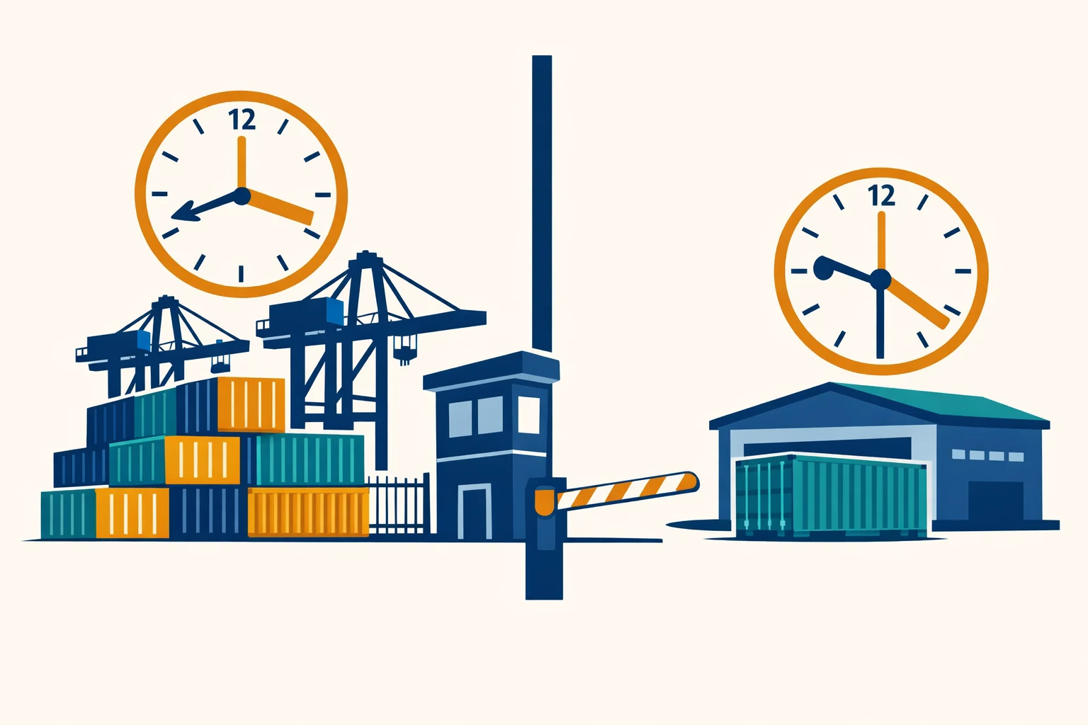 Diagram showing demurrage occurs inside the terminal and detention occurs outside it